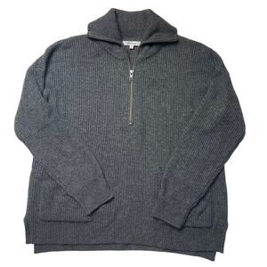 Madewell Half Zip Pullover Sweater Sz Small Gray Merino Wool Neutral Comfy Cozy